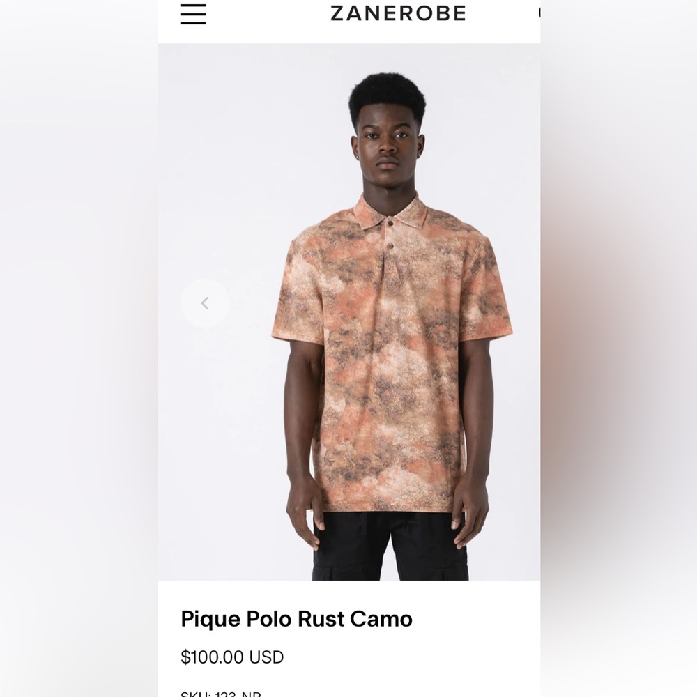 Zanerobe Men's Short Sleeve Gray Camo Polo Shirt Size L #1104